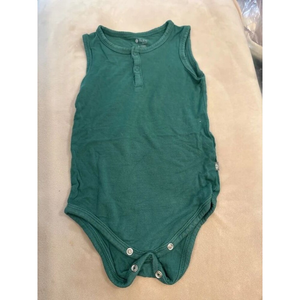 Kyte baby sleeveless Henley one piece bodysuit
